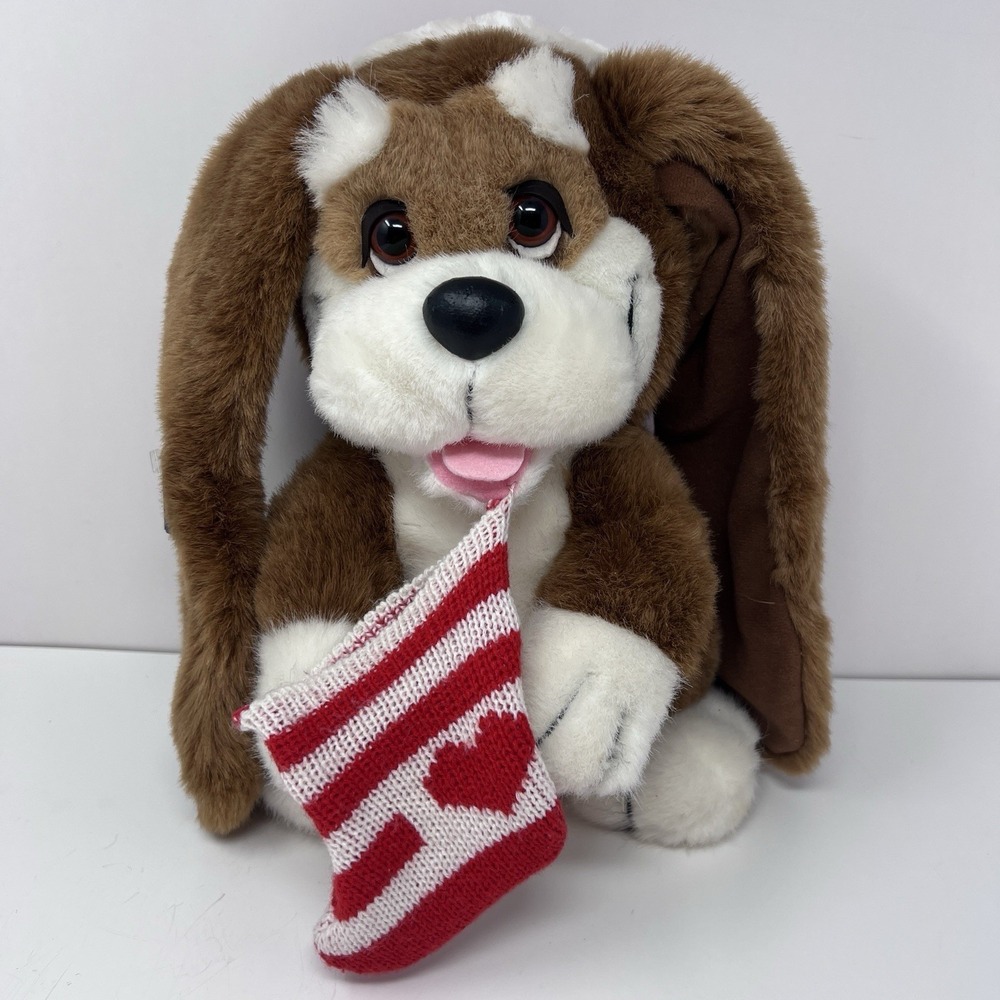 Large Vintage 1988 Applause Kris Christmas Puppy Dog Plush Stuffed Animal 18inch